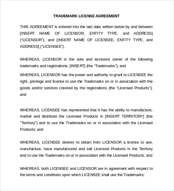 sample trademark license agreement