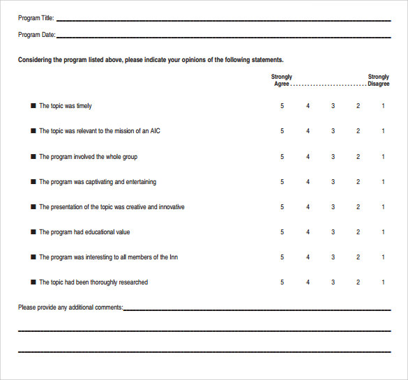 example program evaluation form