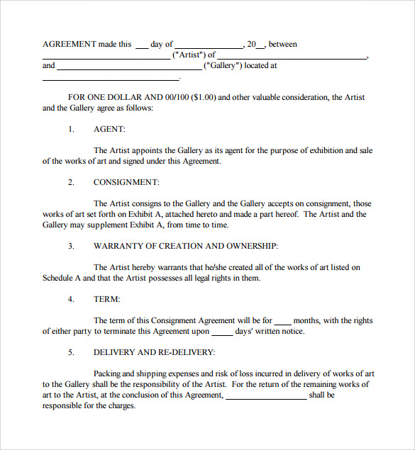 FREE 10 Sample Consignment Agreement Templates In PDF MS Word
