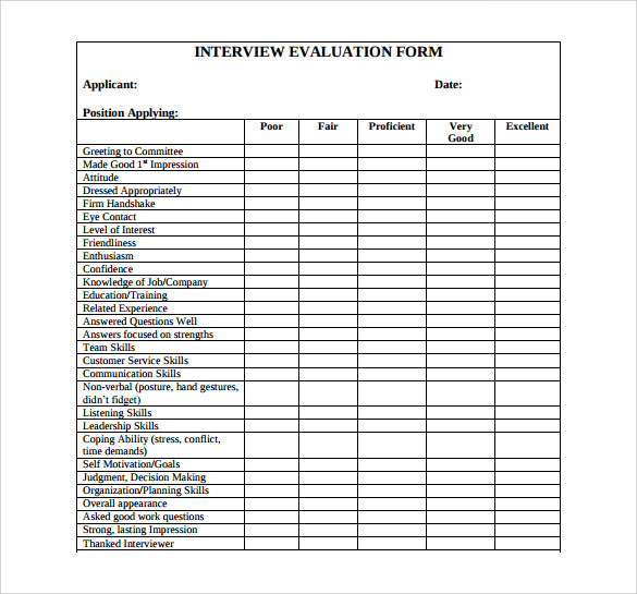 interview evaluation form 