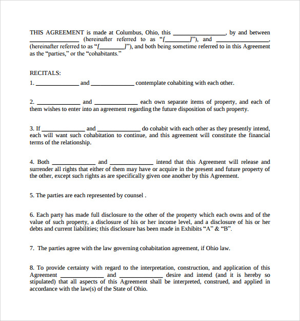 FREE 8+ Cohabitation Agreement Samples in PDF MS Word Google Docs