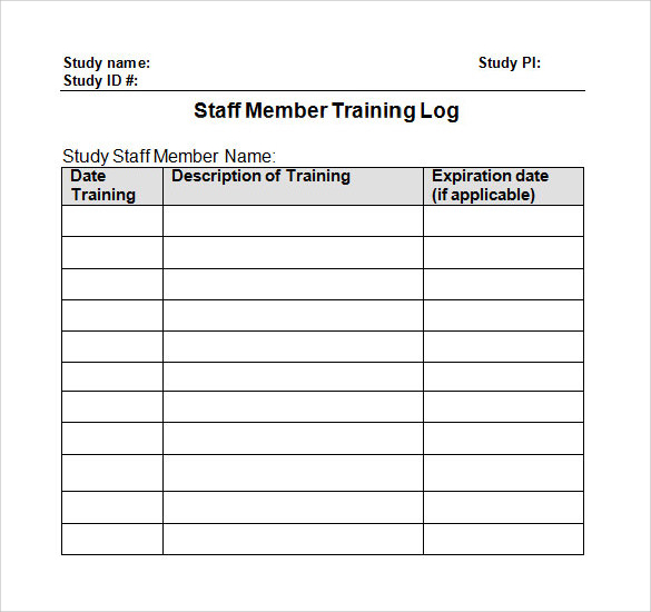 Word Training Log Template