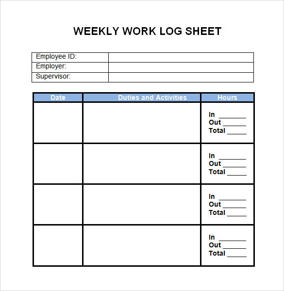 work log template download in doc
