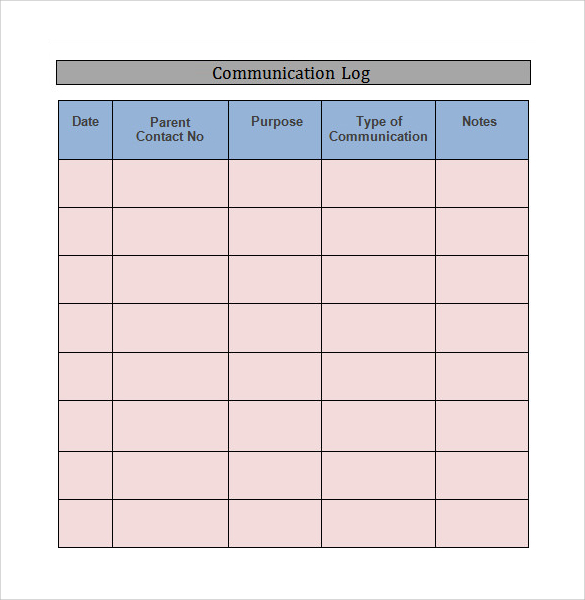 communication log template word download