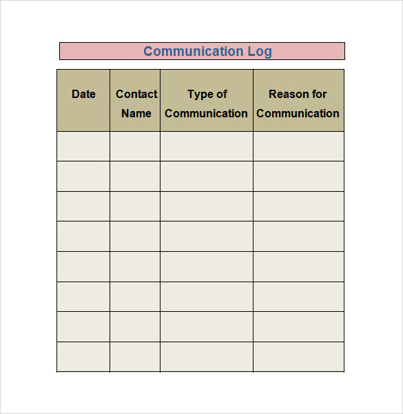 communication log template free download