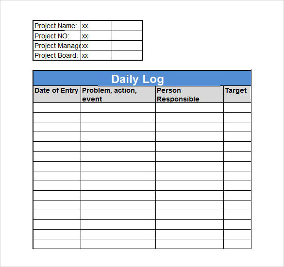 daily log template download in excel