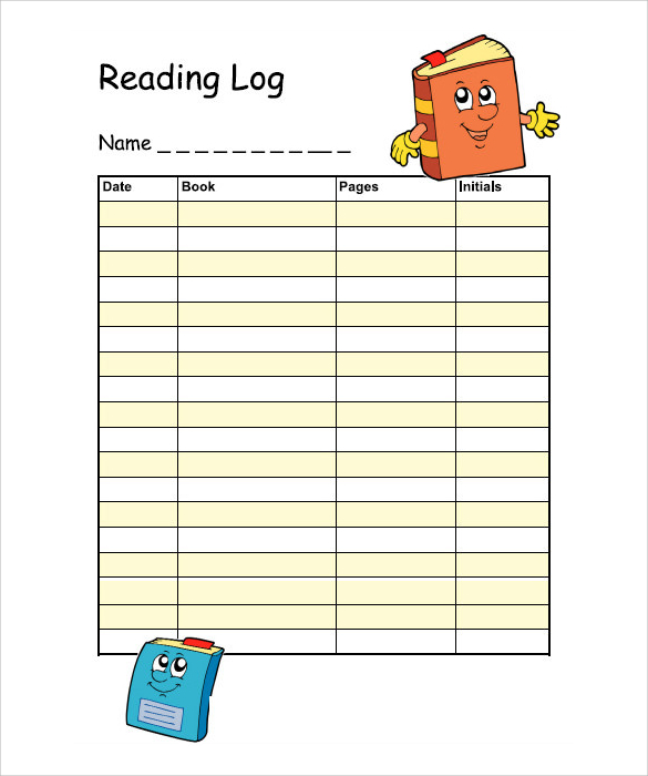 reading log template free download