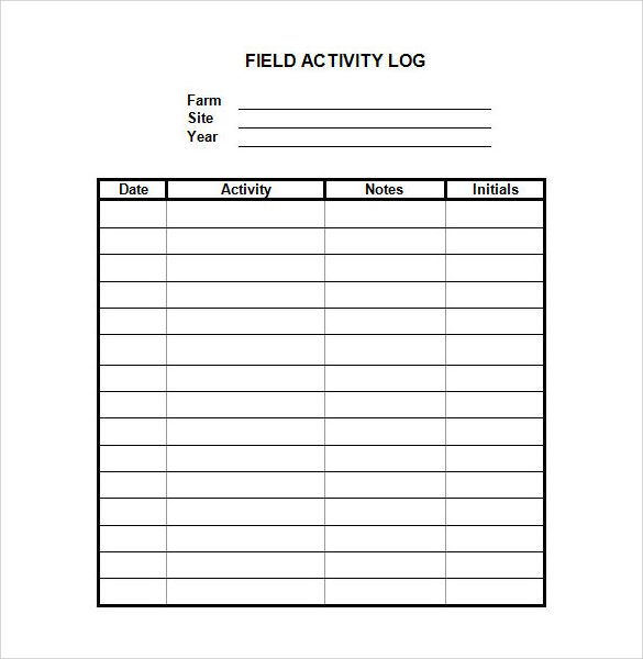 activity log template sample download