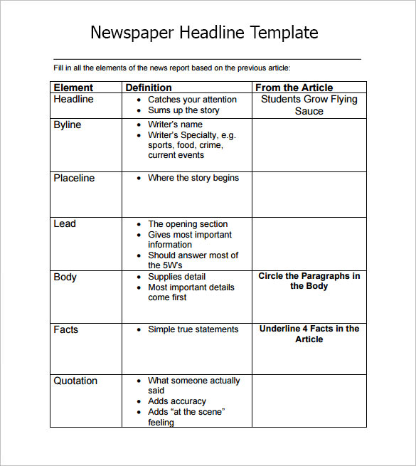 news headline template