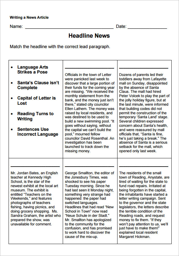 Newspaper Headline Examples Block Printing Girlsgulf
