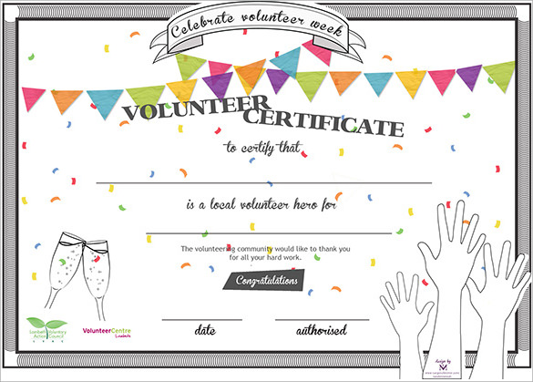 work certificate sample volunteer Certificate  Sample Volunteer Documents Template  13  in