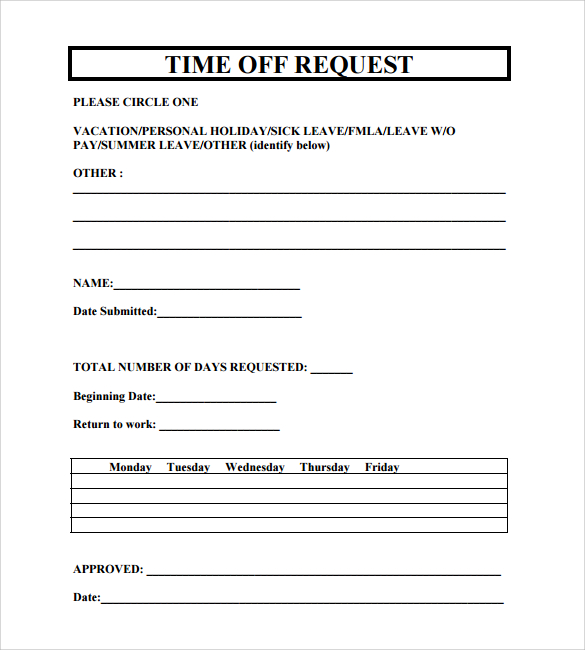 FREE 24+ Sample Time Off Request Forms in PDF MS Word