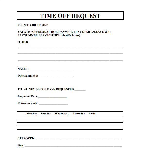 FREE 23 Sample Time Off Request Forms In PDF MS Word