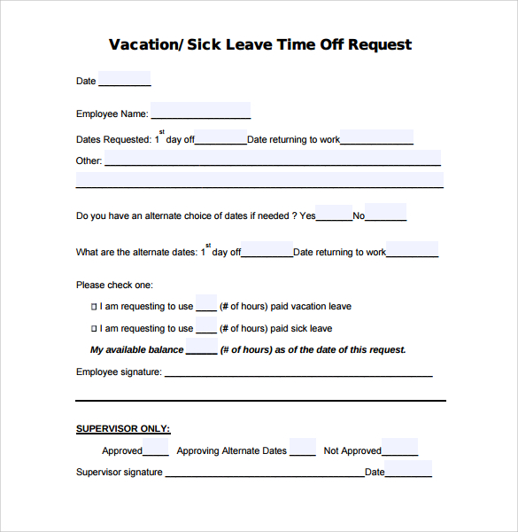 vacation time off request form