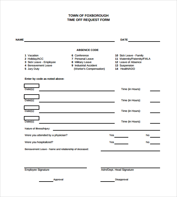 24 Time Off Request Forms to Download | Sample Templates