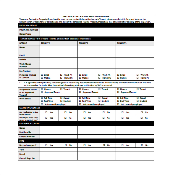 for employment printable application sample 14 Download Sample  Form Information Tenant   Free