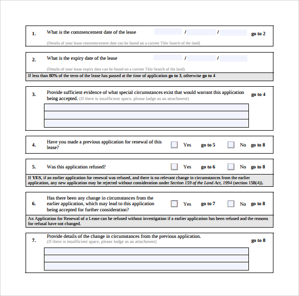 rental renewal lease application form