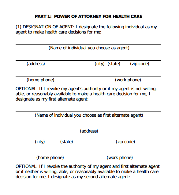 advance medical directive power attorney form