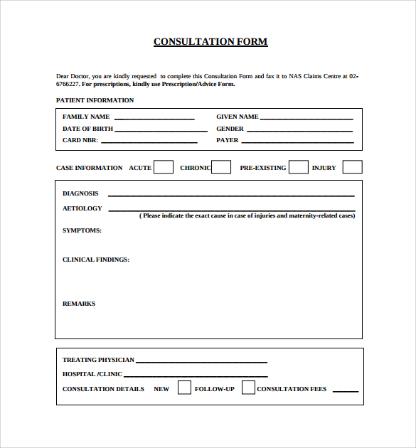 printable medical consultation form