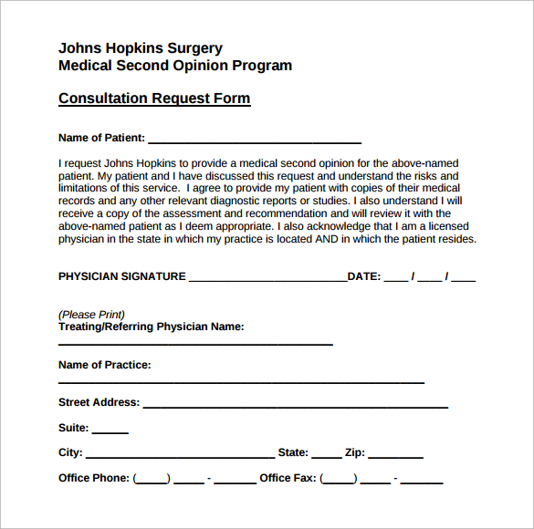 medical consultation form sample download