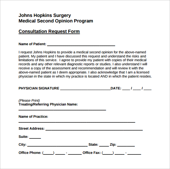 Free 11 Sample Medical Consultation Forms In Pdf Ms Word 5492