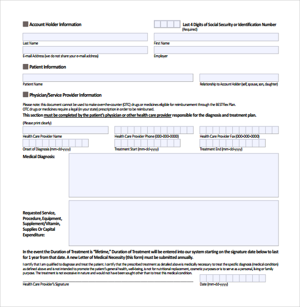 letter of medical necessity form sample download