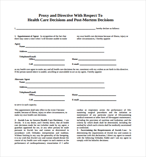 FREE 9 Sample Medical Proxy Forms In PDF MS Word