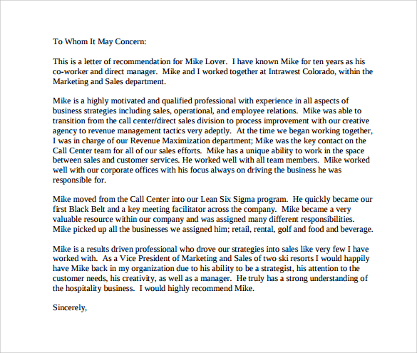 print character letter of recommendation 