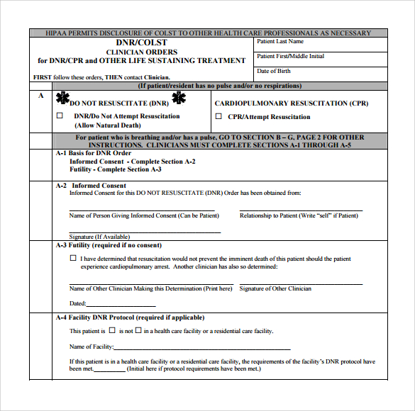 Free Printable Dnr Forms Printable Forms Free Online 9744