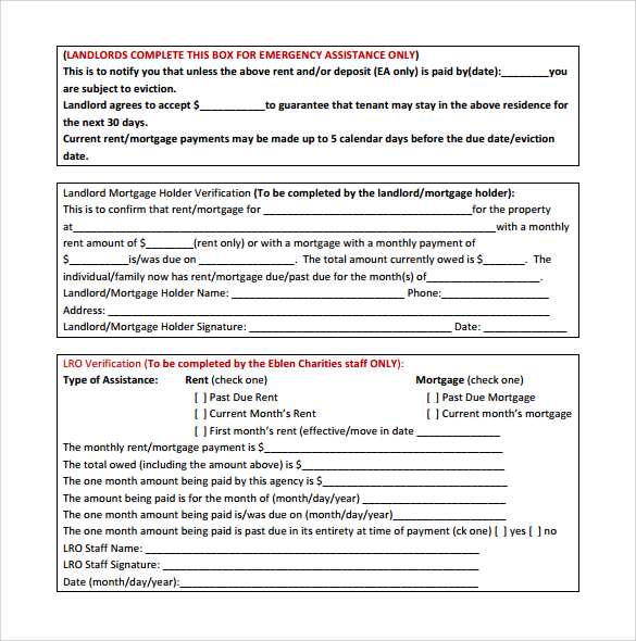 rental assistance form sample download