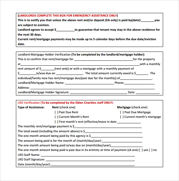 Free 10 Sample Rental Assistance Forms In Pdf Ms Word 2053