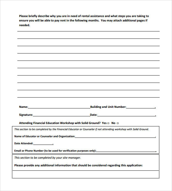 Free 10 Sample Rental Assistance Forms In Pdf Ms Word 1630