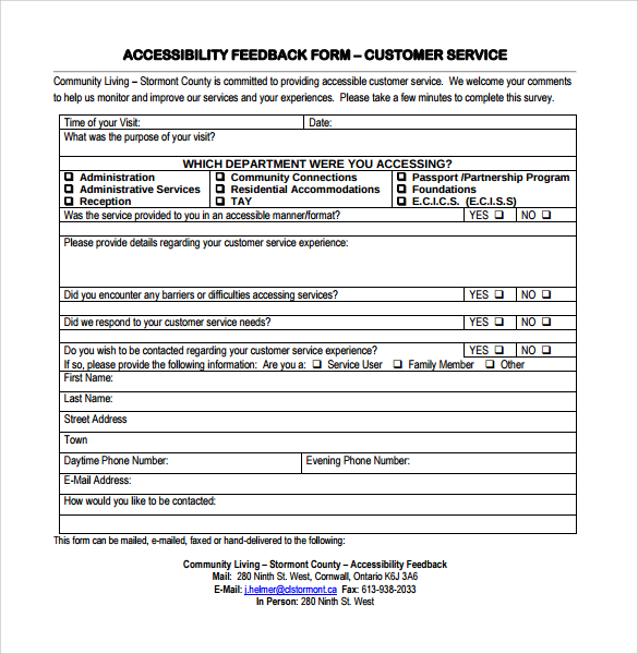 customer accessibility feedback form 