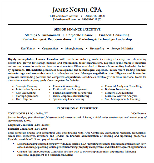 financial consultant resume example