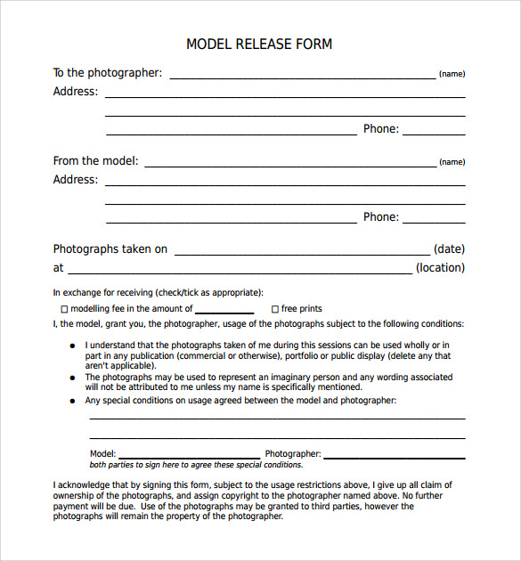 sample model release form