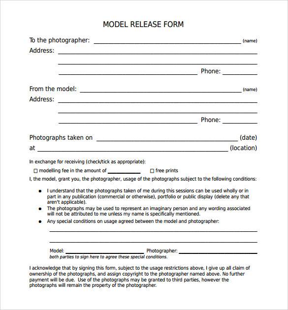 Model release form pdf