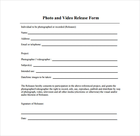 photo and video release form