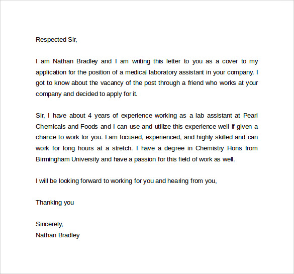 example of cover letter