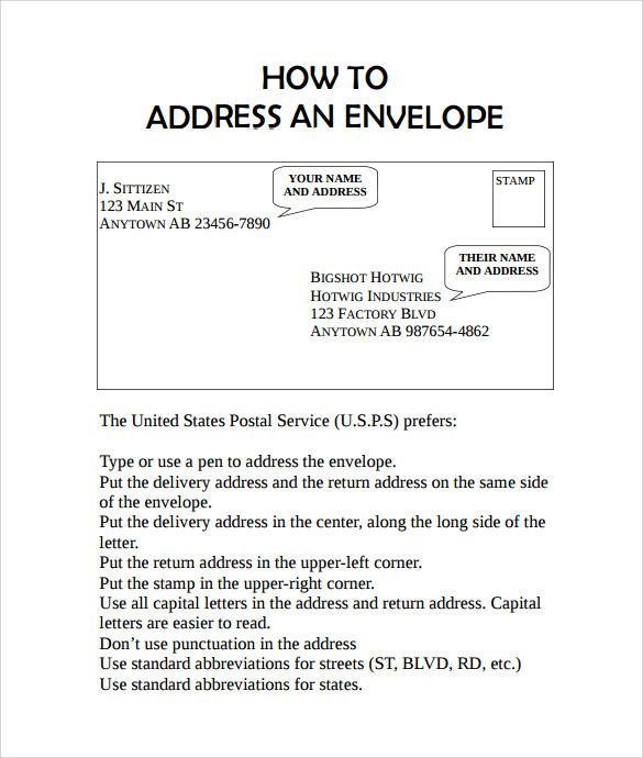 format envelope address template word