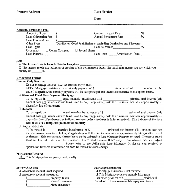 free mortgage commitment letter pdf