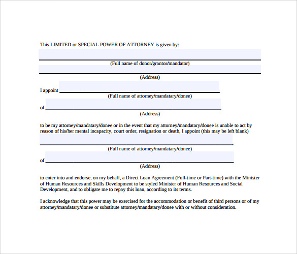 download special power of attorney form