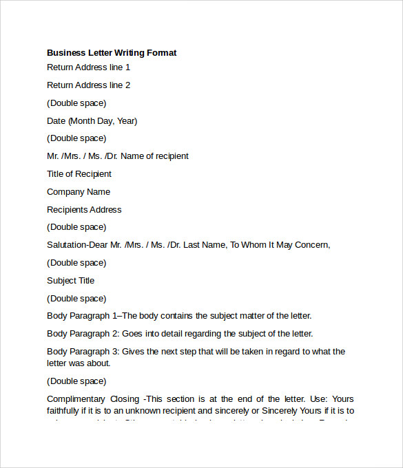 business letter writing format