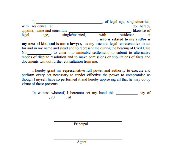 example special power of attorney form