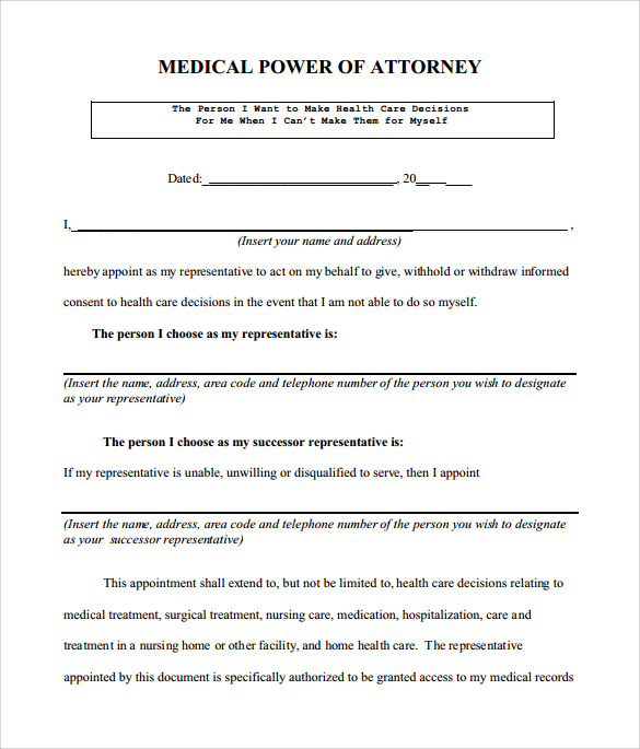 8+ Medical Power of Attorney Form – Samples ,Examples & Format | Sample ...