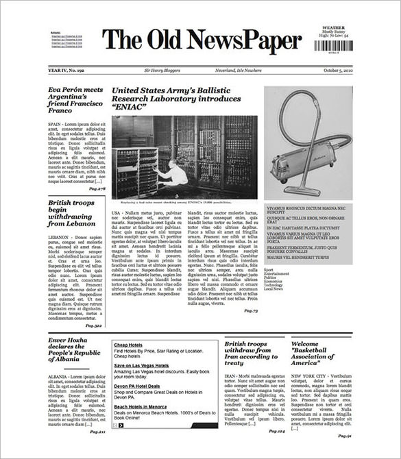 word document free newspaper template