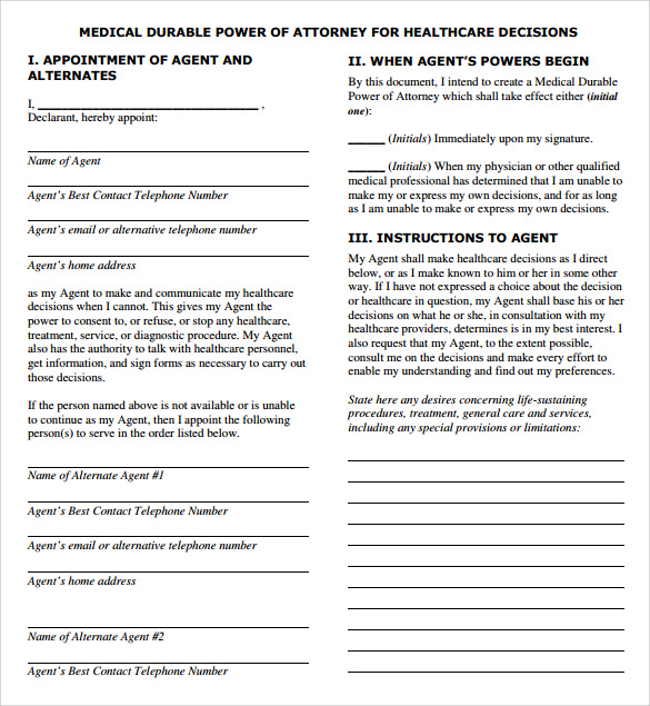 Free 7 Sample Medical Power Of Attorney Forms In Pdf