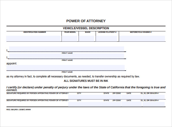 Free 7 Blank Power Of Attorney Forms In Pdf 2994