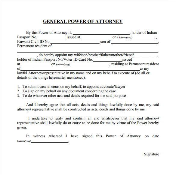 FREE 6  General Power of Attorney Forms in PDF MS Word