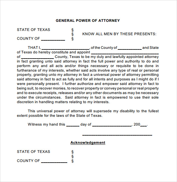general power of attorney form to download