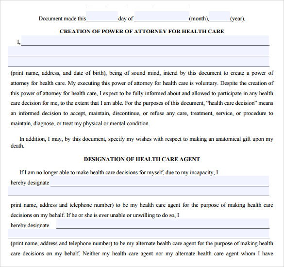 download health care power of attorney form